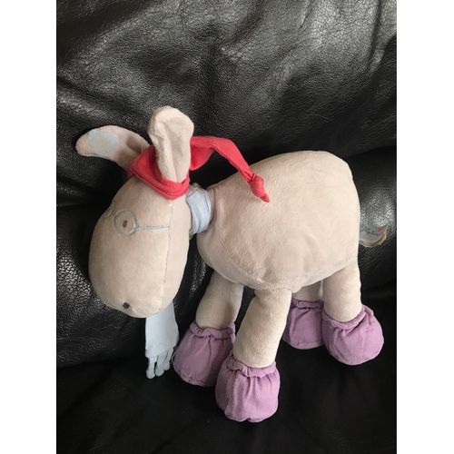 Peluche Âne Jacadi Lunette Gris Bonnet Rouge Écharpe Cheval Les Comptines De Jacadi 25cm