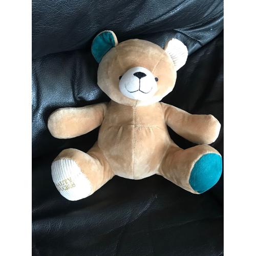 Doudou Peluche Ours Marron Vert Bleu Turquoise Velours Beige Beauty Success 24cm