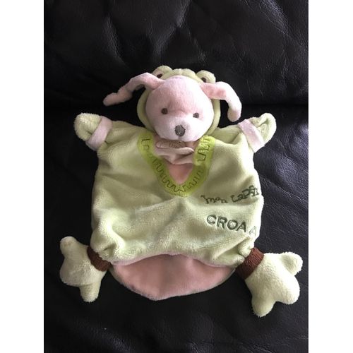 Doudou Marionnette Lapin Doudou Et Compagnie Grenouille Mon Lapin Croaa Vert Et Beige 22cm