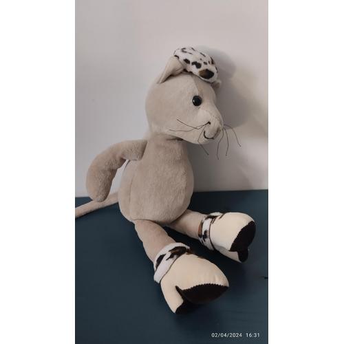 Vintage Doudou Chat Beige Bonnet-Chaussures Léopard Jellycat