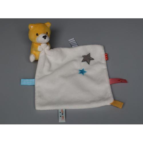 Doudou Ours Jaune Mouchoir Blanc Hema