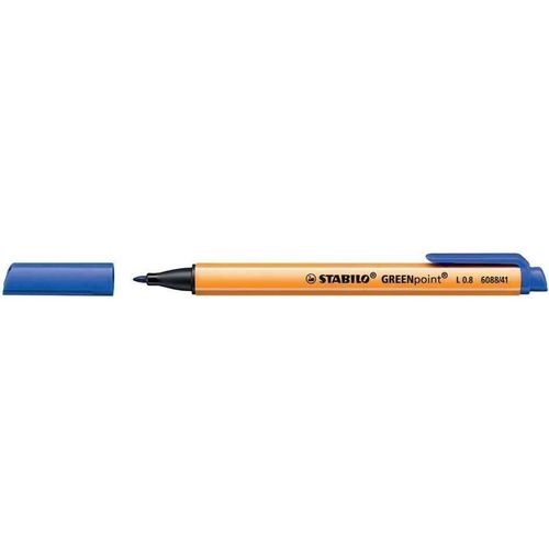Stabilo Lot De 5 Stylos Feutre Greenpoint Pte Large 0,8 Mm Bleu
