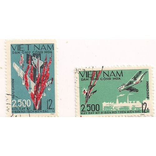 Vietnam - 2 Timbres Oblitérés- "2500 Avions Abattus"
