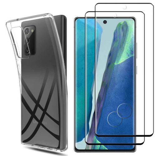 Hqselection® Coque Pour Samsung Galaxy Note 20 Transparente Silicone En Gel Tpu Souple + 2 Verre Trempé Film Protection Écran - Anti Rayures - Ultra Résistant Dureté 9h