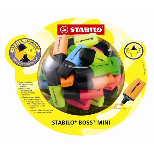 Stabilo Bonbonne De 50 Surligneurs Boss Mini Pte Biseautée Assortis