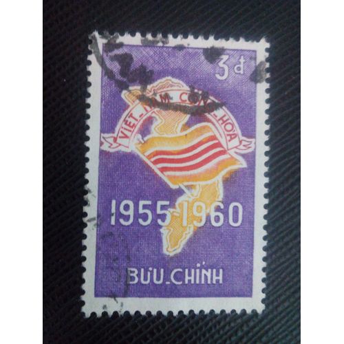 Timbre Vietnam Du Sud Y T 148 Carte Et Drapeau Du Vietnam 1960 ( 030408 )