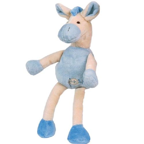 Doudou Peluche Pantin Baby Nat Cheval Âne Vache Zébre Bleu Écru 28 Cm Babynat