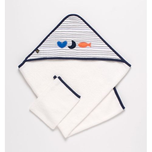 Cape De Bain Et Gant En Double Gaze De Coton Et Éponge