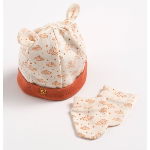 Lot Bonnet Et Moufles Bébé En Coton