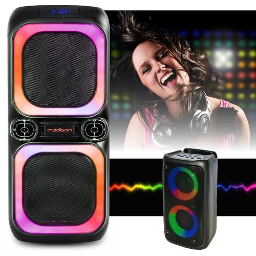Pack 2 Enceintes Autonomes USB Bluetooth sur batterie 600W MAD-NASH60 - PARTY LEO-250 Karaoke Soirée Fête Anniversaire Cadeau Enfant