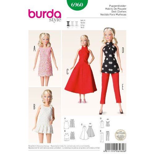 Burda B6960 Patron De Couture Habits De Poupée 19 X 13 Cm