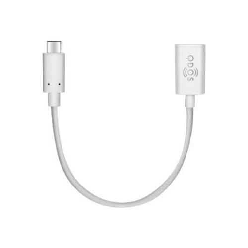 QDOS - Adaptateur USB - USB type A (F) pour 24 pin USB-C (M) - USB 3.0 - 23 cm - blanc et argent