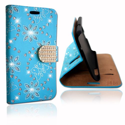 Etui Diamant Strass Coque Folio Bleu Pour Samsung Galaxy S5 Mini By Ph26®