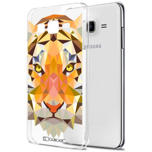 Caseink - Coque Housse Etui Pour Samsung Galaxy J7 (J700) [Crystal Hd Polygon Series Animal - Rigide - Ultra Fin - Imprimé En France] - Tigre