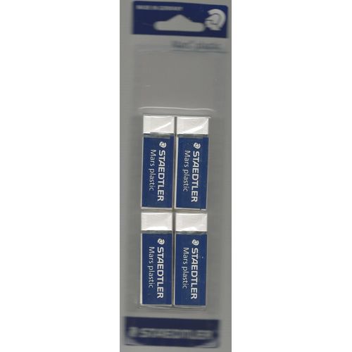 Staedtler - Mars Plastic - Blister De 4 Gommes - Blanc