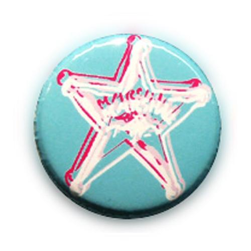 Badge Etoile Marshall Sherif Blanc /Turquoise Cowboy Country Rock Tattoo Rockabilly Pins Button Ø25mm