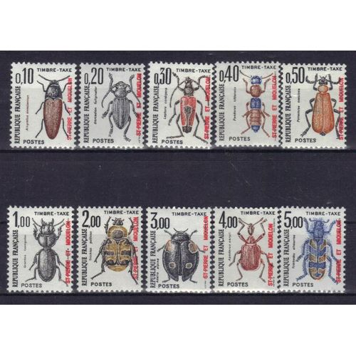 St-Pierre-Et-Miquelon 1986 : Colèoptères Avec Surcharge Verticale Rouge "St-Pierre-Et-Miquelon" - Série Entière De 10 Timbres-Taxe Neufs **