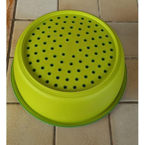 Passoire Haute Micro Vap Bicolore Verte Tupperware - Réassortiment Pièce Ou Autre - Diamètre Large 24.5cm Environ ,Hauteur 09cm Env.