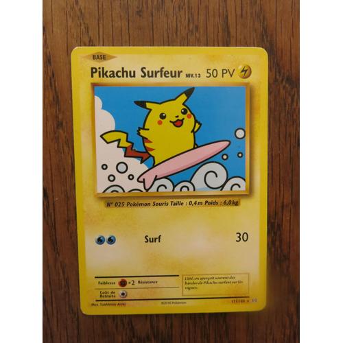 Carte Pokémon Pikachu Surfeur, Platine Rivaux Émergeants Niv13. 50 Pv 111/108. 2016. Illustration De Toshinao Aoki
