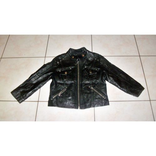 Blouson Simili Cuir Noir 4 Ans Kids Star .