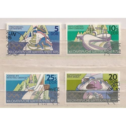 Allemagne(Ddr)- 4 Timbres Oblitérés Xiième Jeux Olympiques D' Hiver 1976- N°1979/82