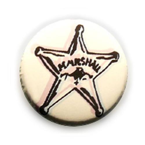 Badge Etoile Marshall Sherif Noir /Blanc Cowboy Country Rock Tattoo Rockabilly Pins Button Ø25mm