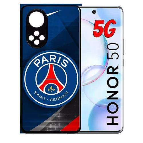 Coque Pour Honor 50 5g - Psg Paris Saint Germain Metalise - Silicone - Noir