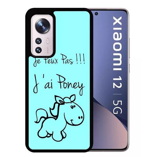 Coque Pour Xiaomi 12 5g - Citation Poney Turquoise - Silicone - Noir