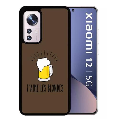 Coque Pour Xiaomi 12 5g - J Aime Les Blondes Biere Fond Brun - Silicone - Noir