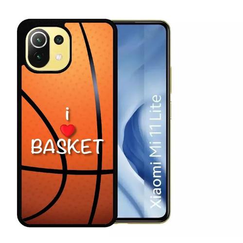 Coque Pour Xiaomi Mi 11 Lite - I Love Basket - Silicone - Noir