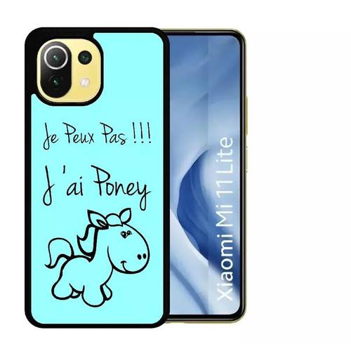 Coque Pour Xiaomi Mi 11 Lite - Citation Poney Turquoise - Silicone - Noir