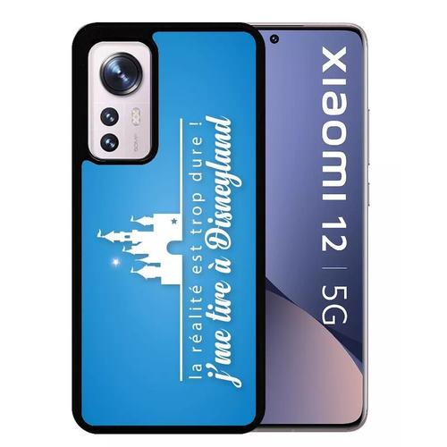 Coque Pour Xiaomi 12 5g - La Realite Est Tropdure Jme Tire A Disney Fond Turquoise - Silicone - Noir
