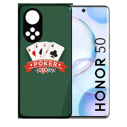 Coque Pour Honor 50 - Poker Casino - Silicone - Noir