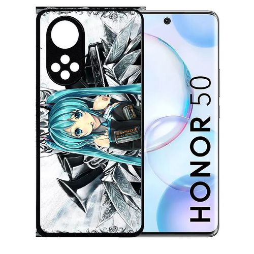 Coque Pour Honor 50 - Manga Fille - Silicone - Noir