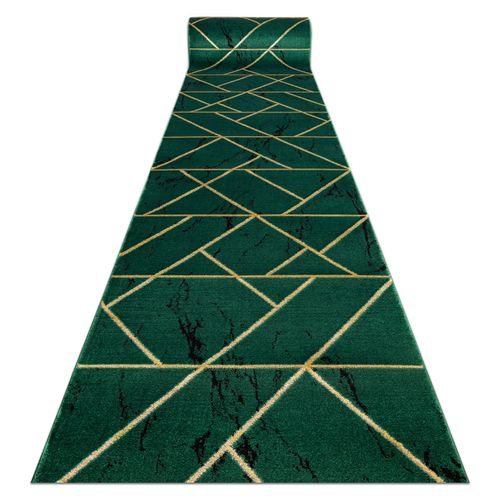 100x120 Cm Tapis De Couloir Emerald Exclusif 1012 Glamour, Élégant Marbre, Géométrique Bouteille Verte / Or 100 Cm