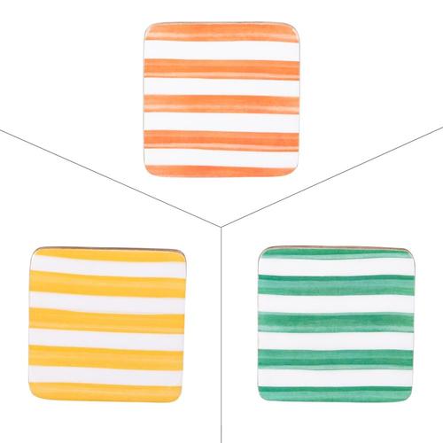 Set De 4 Dessous De Verre Orange, Jaune Ou Vert Buenos-Aires 10 Cm (1 Modèle Aléatoire)