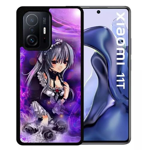 Coque Pour Xiaomi 11t - Manga Fille Violet - Silicone - Noir