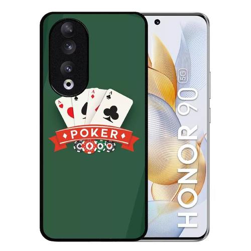 Coque Pour Honor 90 - Poker Casino - Silicone - Noir
