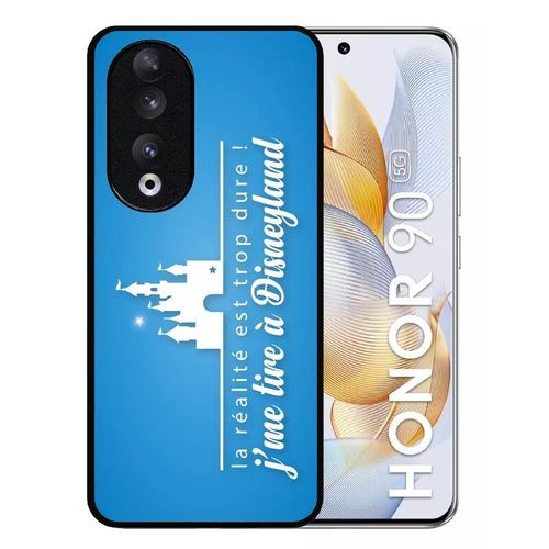 Coque Pour Honor 90 - La Realite Est Tropdure Jme Tire A Disney Fond Turquoise - Silicone - Noir