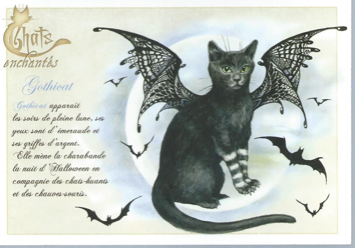 Carte Postale Moderne Gothicat Chats Enchantes Illustrations Severine Pineaux Rakuten