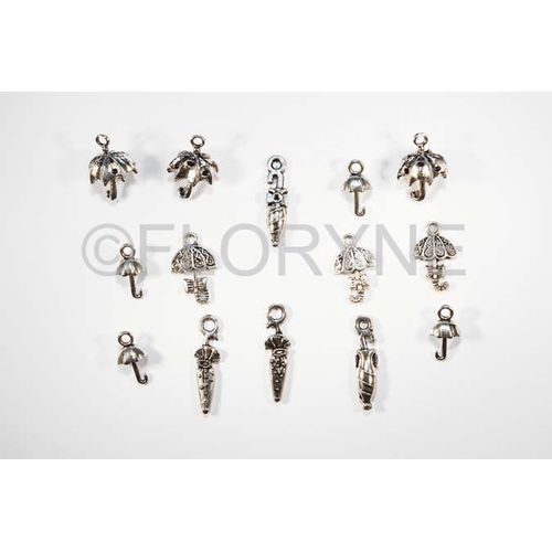 Lot 14 Breloques Charms Pendants Parapluie En Métal Argenté