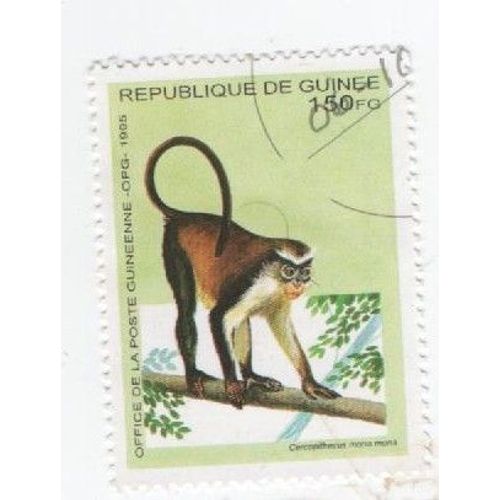 Timbre Guinée Animaux Animal Singe 