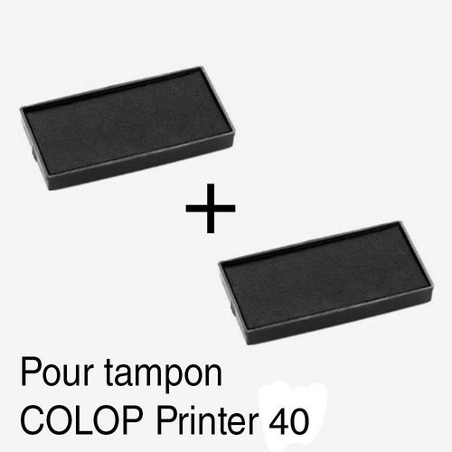 2 Cassette D'encre Recharge Pour Tampon Colop Printer 40 59x23mm - Noir