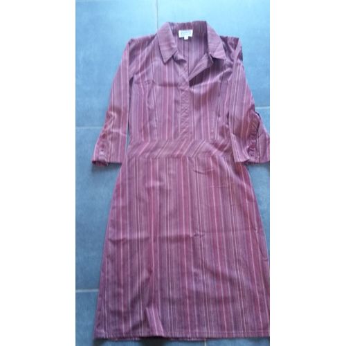 Robe Etam À Manches Longues Taille 38 Rouge Foncé À Rayures