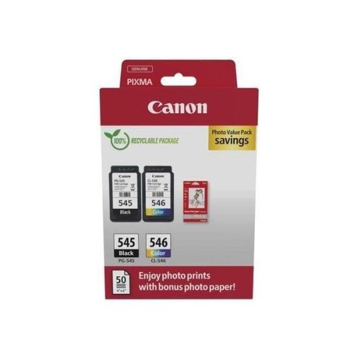 Pack de 2 cartouches d'encre + pack papiers photo - CANON - PG-545 Noir + CL-546 Couleur