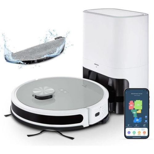 Aspirateur Robot MEDION X21 SW - Laveur avec Station de Vidange - Navigation Laser - Puissance 3000 Pa