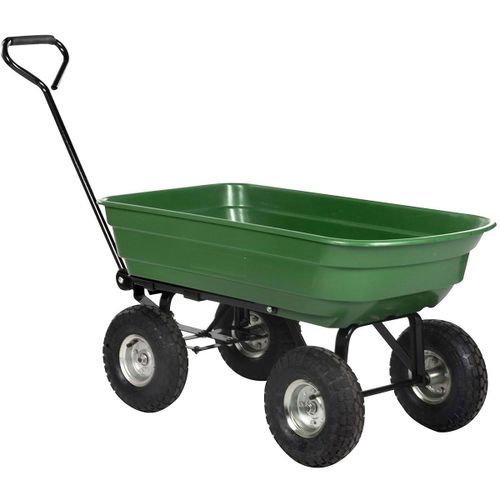 Chariot de jardin 75L capacite 200kg Benne basculante Chariot de transport Remorque fonction basculement KZ GARDEN