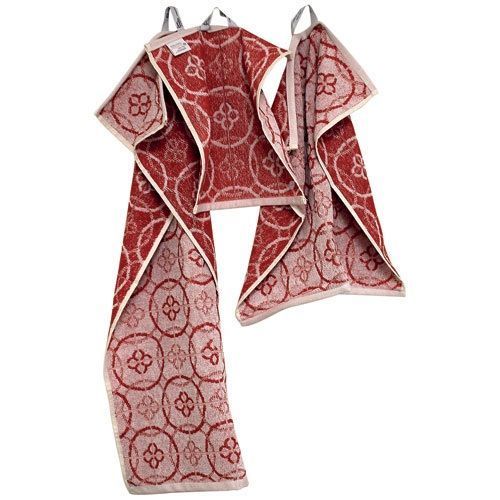 Lot Torchon, Essuie Main, Lavette Jacquard Rouge