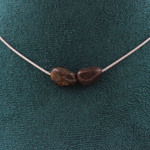 Collier 2 Perles Opale Boulder D'australie. Chaine En Acier Inoxydable Collier Femmes, Hommes. Taille Personnalisable.