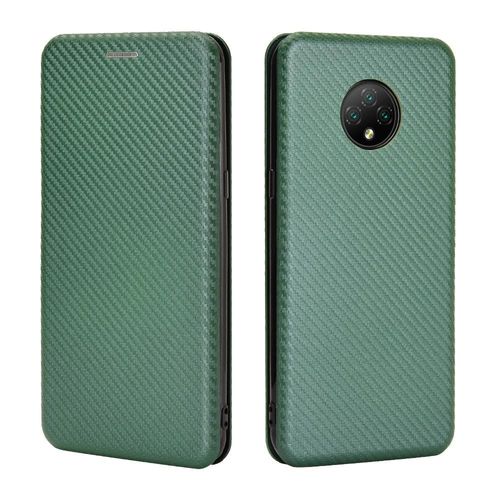 Étui Pour Doogee X95 Avec Porte-Cartes Kickstand Fibre De Carbone Magnétique Coque En Cuir Folio Flip Protection Complète Insertion De Carte - Vert
